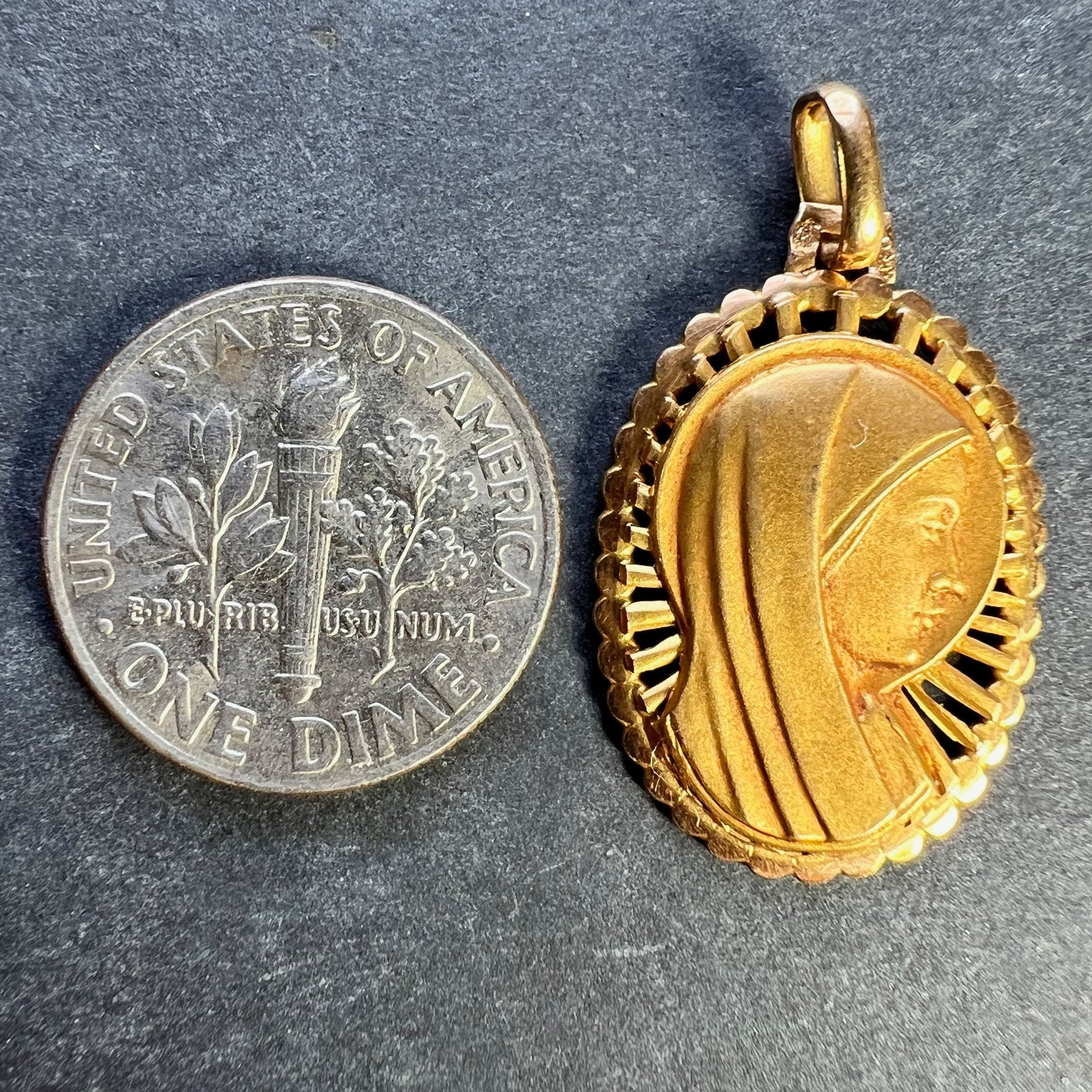 French Virgin Mary 18K Yellow Gold Religious Medal Pendant - Etsy