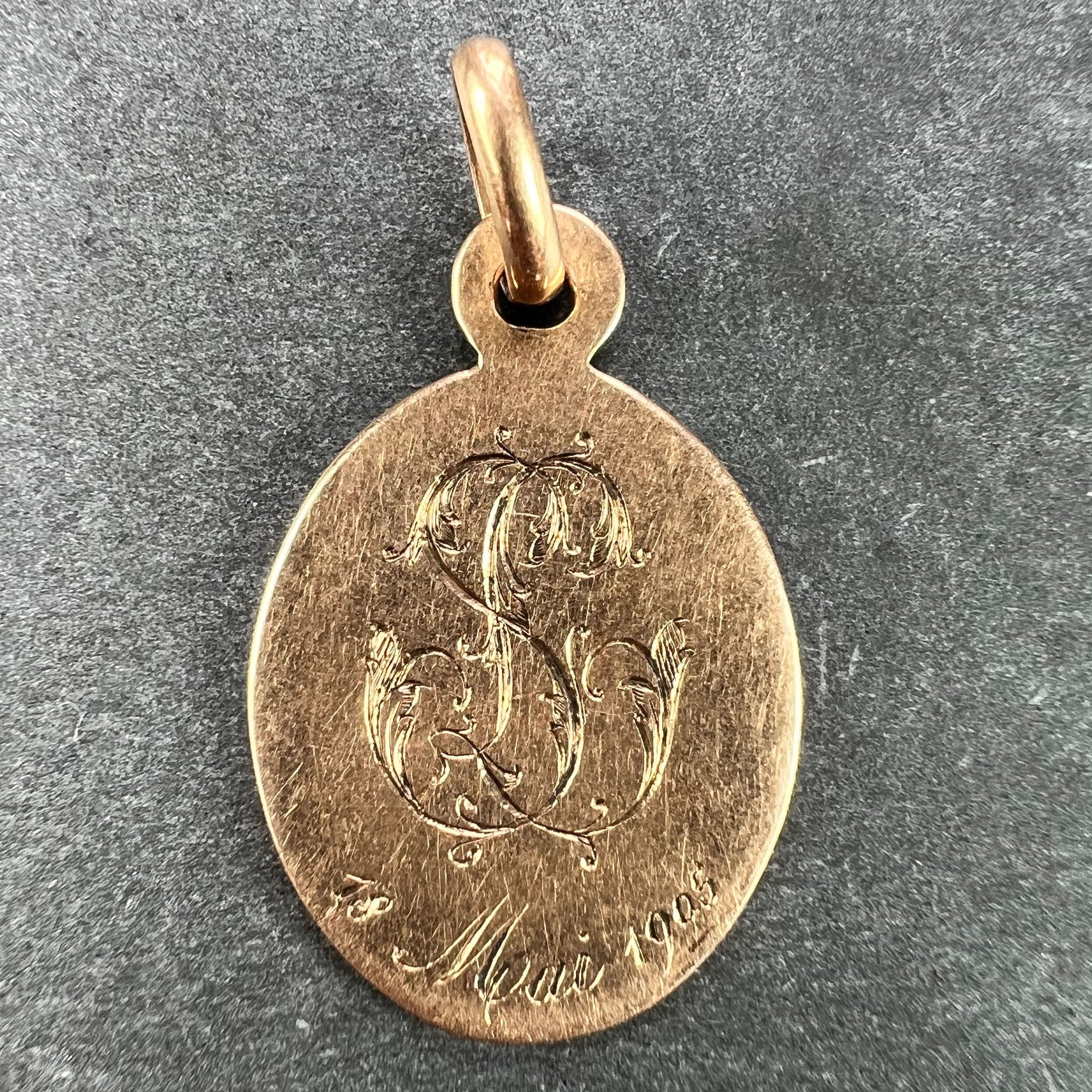 Pendentif Ancien En Forme De Calice - Or Rose Et Vert 18 Carats, Bijou Vintage Porté, Pièce Unique