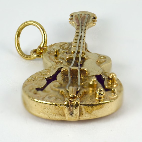 9K Yellow Gold Electric Guitar Charm Pendant - image 2