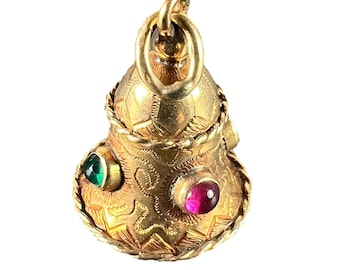Colgante vintage de campana de oro amarillo de 18 quilates