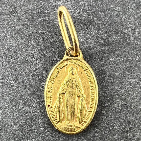 Mini Virgin Mary Miraculous Medal 18K Yellow Gold Cha… - Gem