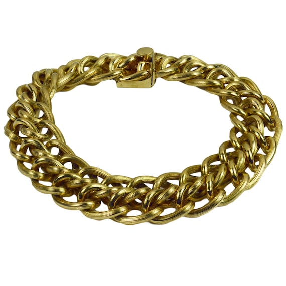 Yellow Gold Engraved Double Curb Link Bracelet Etsy Canada