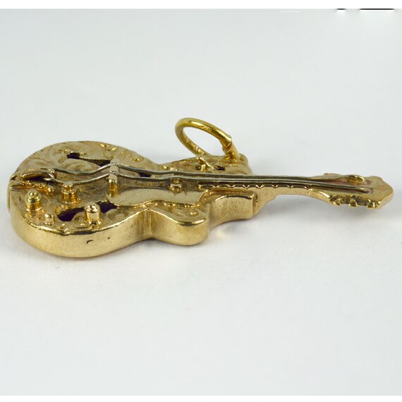 9K Yellow Gold Electric Guitar Charm Pendant - image 3