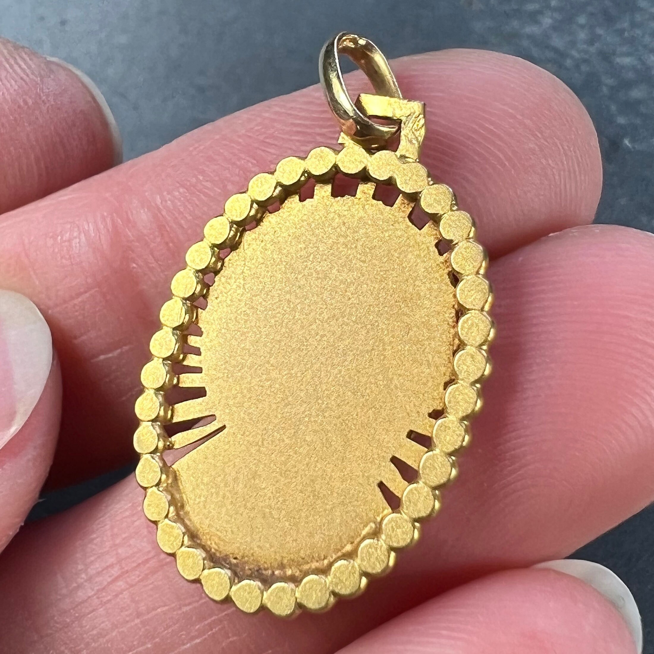French Virgin Mary 18K Yellow Gold Religious Medal Pendant - Etsy