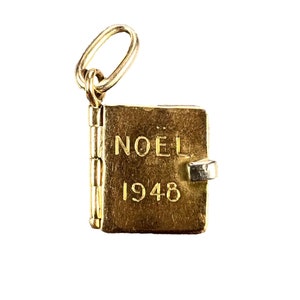 Francuska świąteczna książka 18K żółte białe złoto zawieszka charms