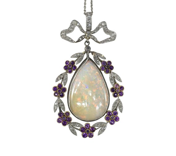 Belle Epoque opal diamond amethyst pendant