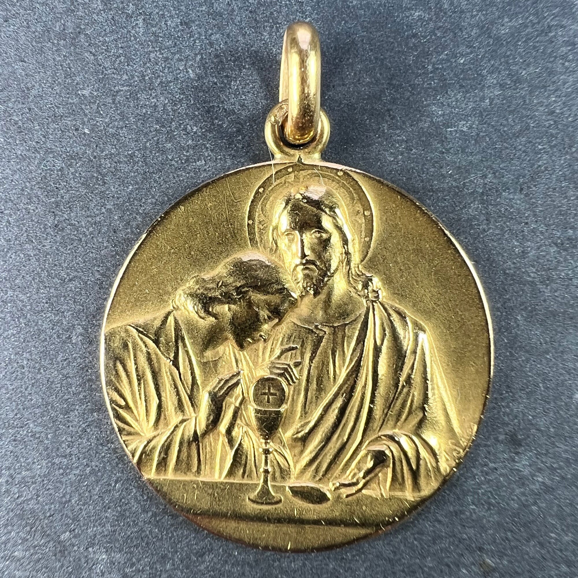 Large French Religious Jesus Christ Holy Communion 18K
