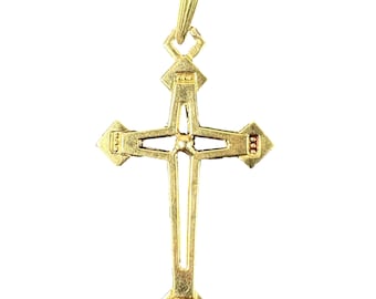 Vintage French 18K Yellow Gold Cross Pendant