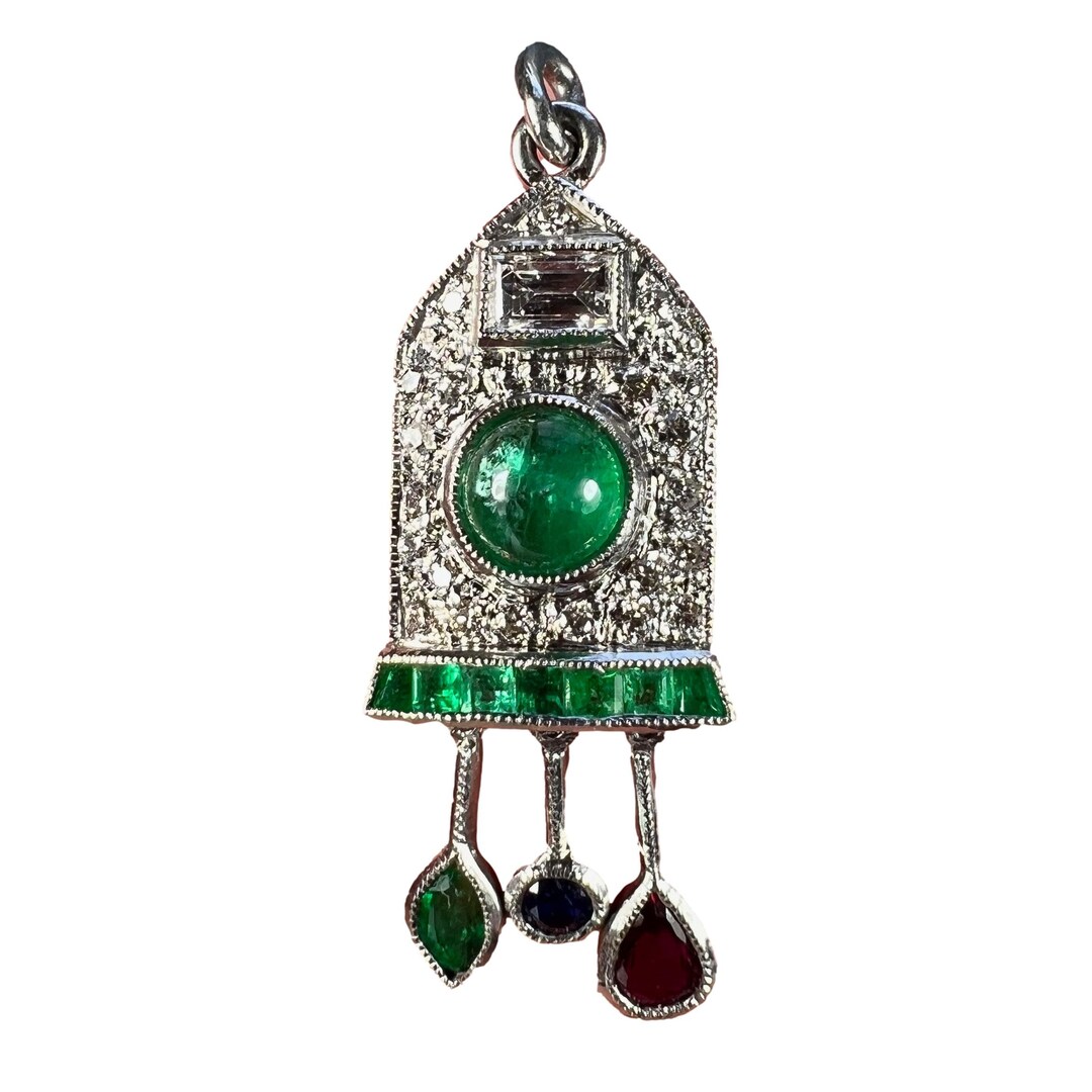 Art Deco Cuckoo Clock Platinum Diamond Emerald Ruby Sapphire Etsy