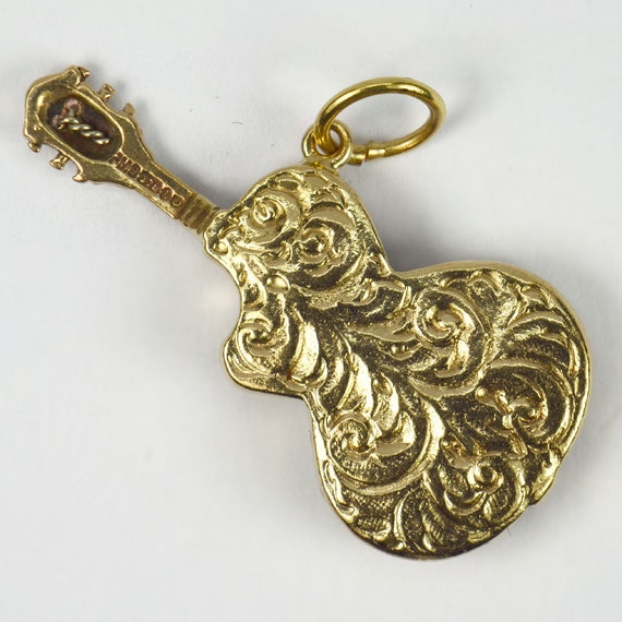 9K Yellow Gold Electric Guitar Charm Pendant - image 4