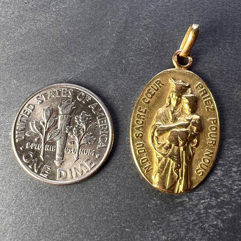 French Notre Dame Du Sacre Coeur 18 Karat Yellow Gold Charm Pendant - Etsy