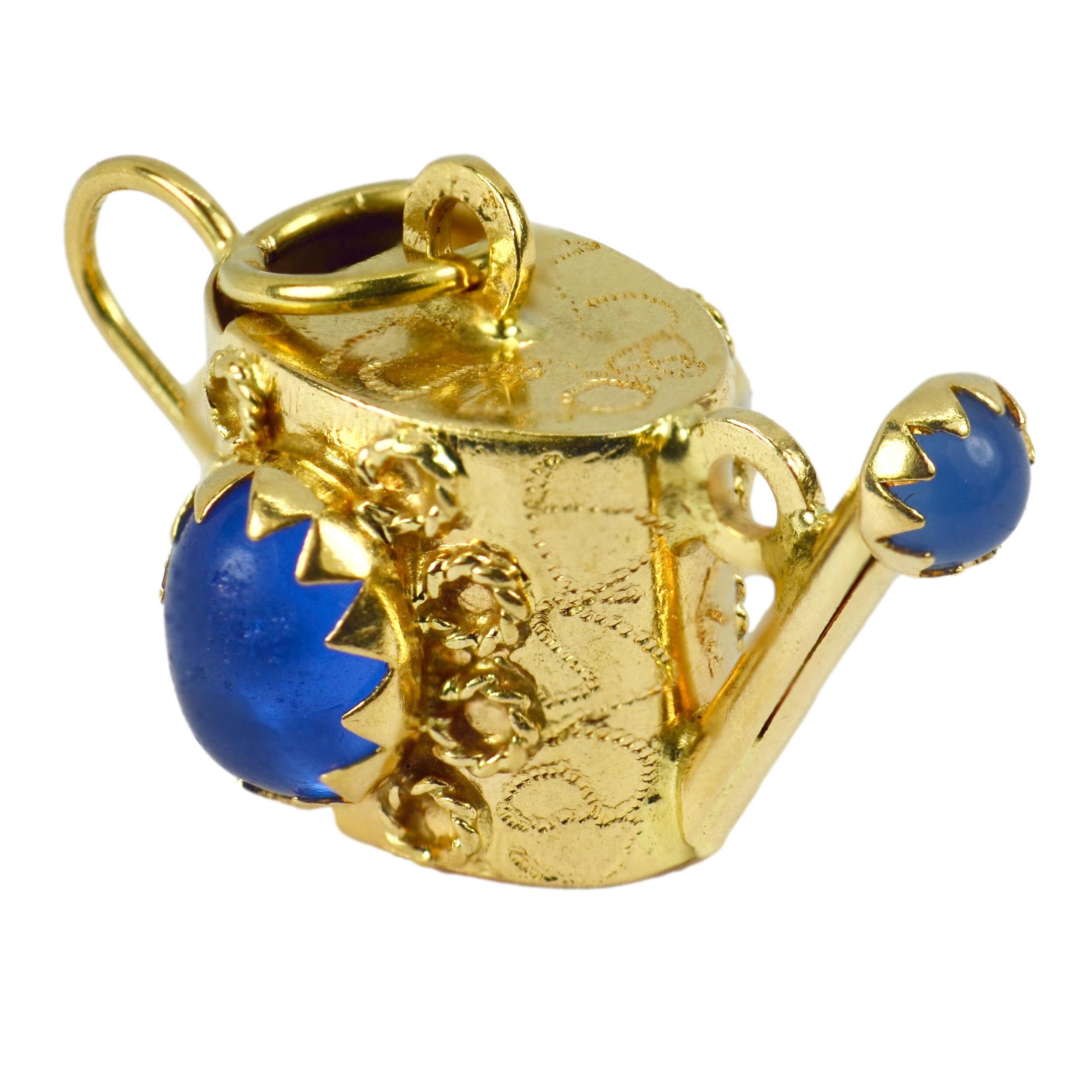 18K Yellow Gold Watering Can Charm Pendant Etsy UK