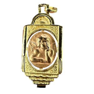 French Holt Raphael’s Cherub 18K Yellow Rose Gold Charm Pendant