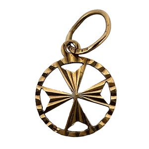 Italian Maltese Cross 9K Yellow Gold Charm Pendant