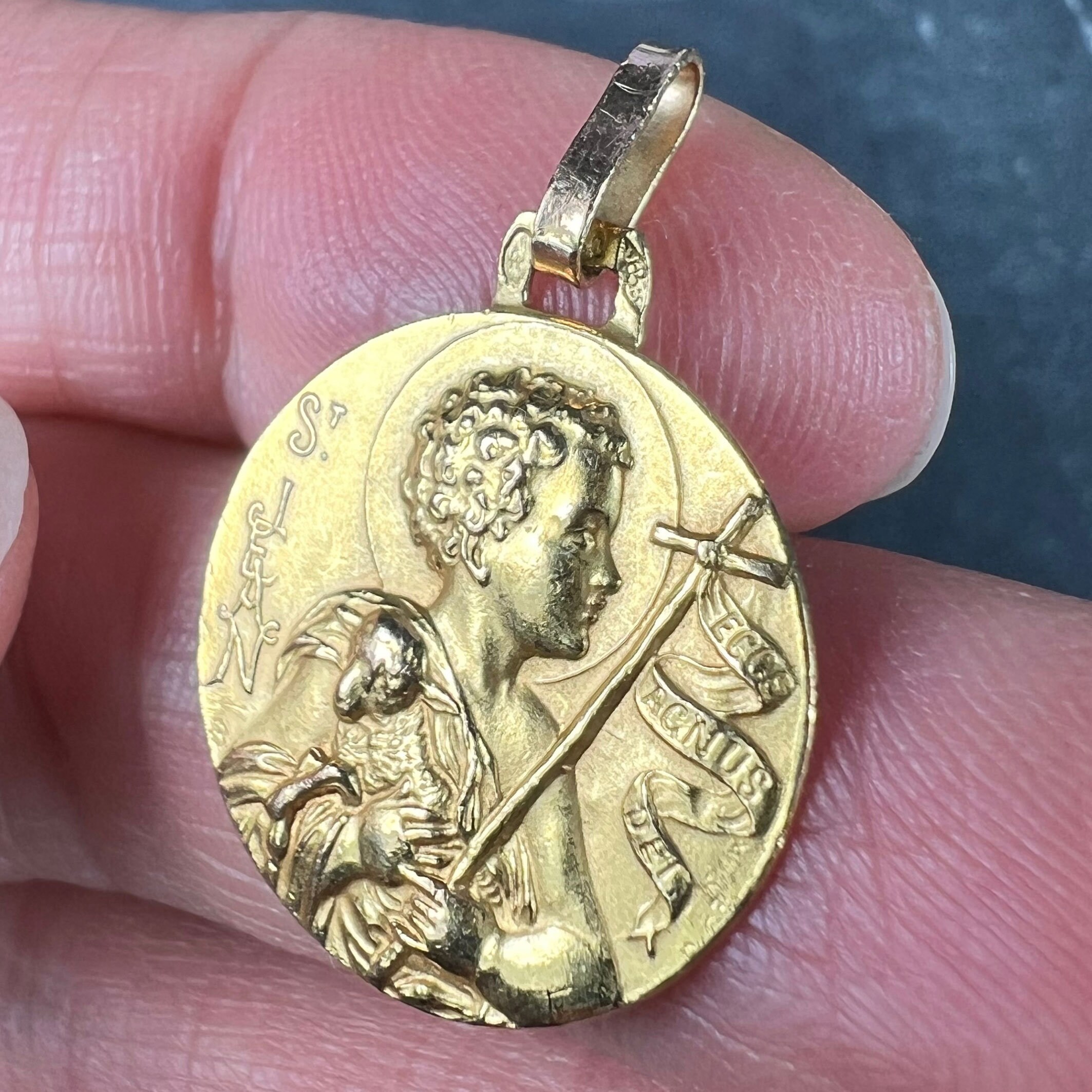 Médaille Religieuse Saint Jean-Baptiste - Pendentif En Or Jaune 18 Carats - Bijou Occasion