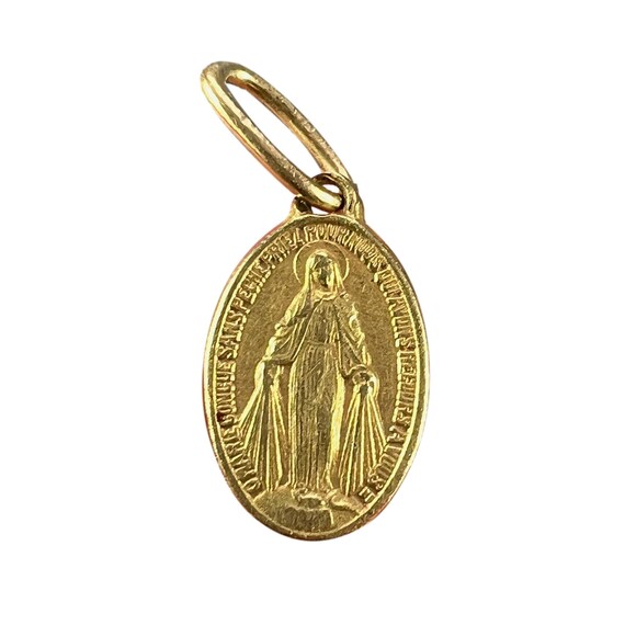 Mini Virgin Mary Miraculous Medal 18K Yellow Gold Cha… - Gem