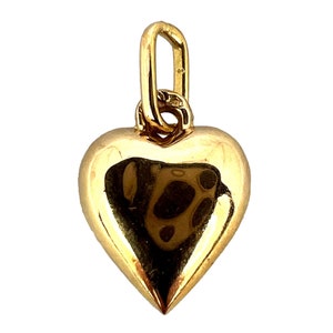 French 18K Gold Puffy Love Heart Charm Pendant