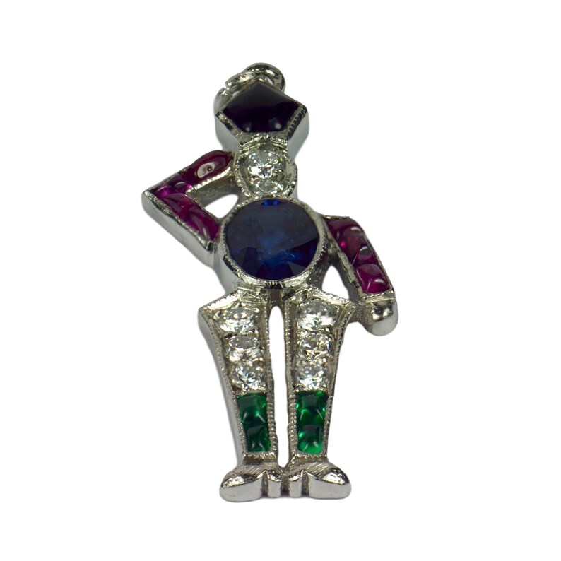 Art Deco Platinum Emerald Ruby Sapphire Diamond Soldier Charm - Etsy