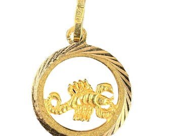 Vintage Italian 18K Yellow Gold Scorpio Zodiac Charm Pendant