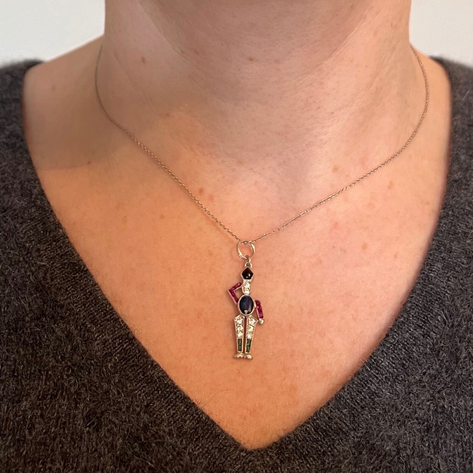 Art Deco Platinum Emerald Ruby Sapphire Diamond Soldier Charm - Etsy