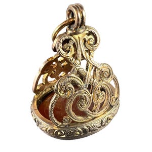 Large Antique Victorian Carnelian 9K Yellow Gold Charm Pendant Fob Seal