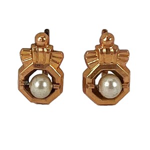 French 18 Karat Yellow Gold Pearl Earrings