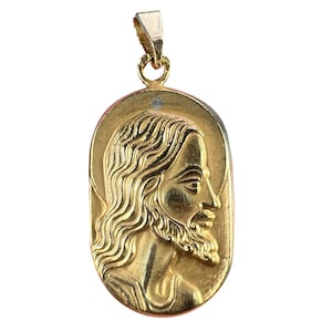 French Butsch 18K Yellow Gold Jesus Christ Medal Charm Pendant