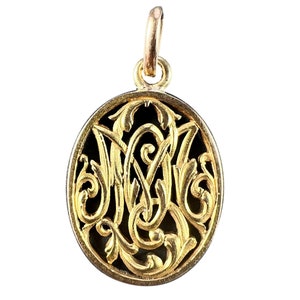 Antique French 18K Yellow Gold OM/MO Initials Monogram Charm Pendant