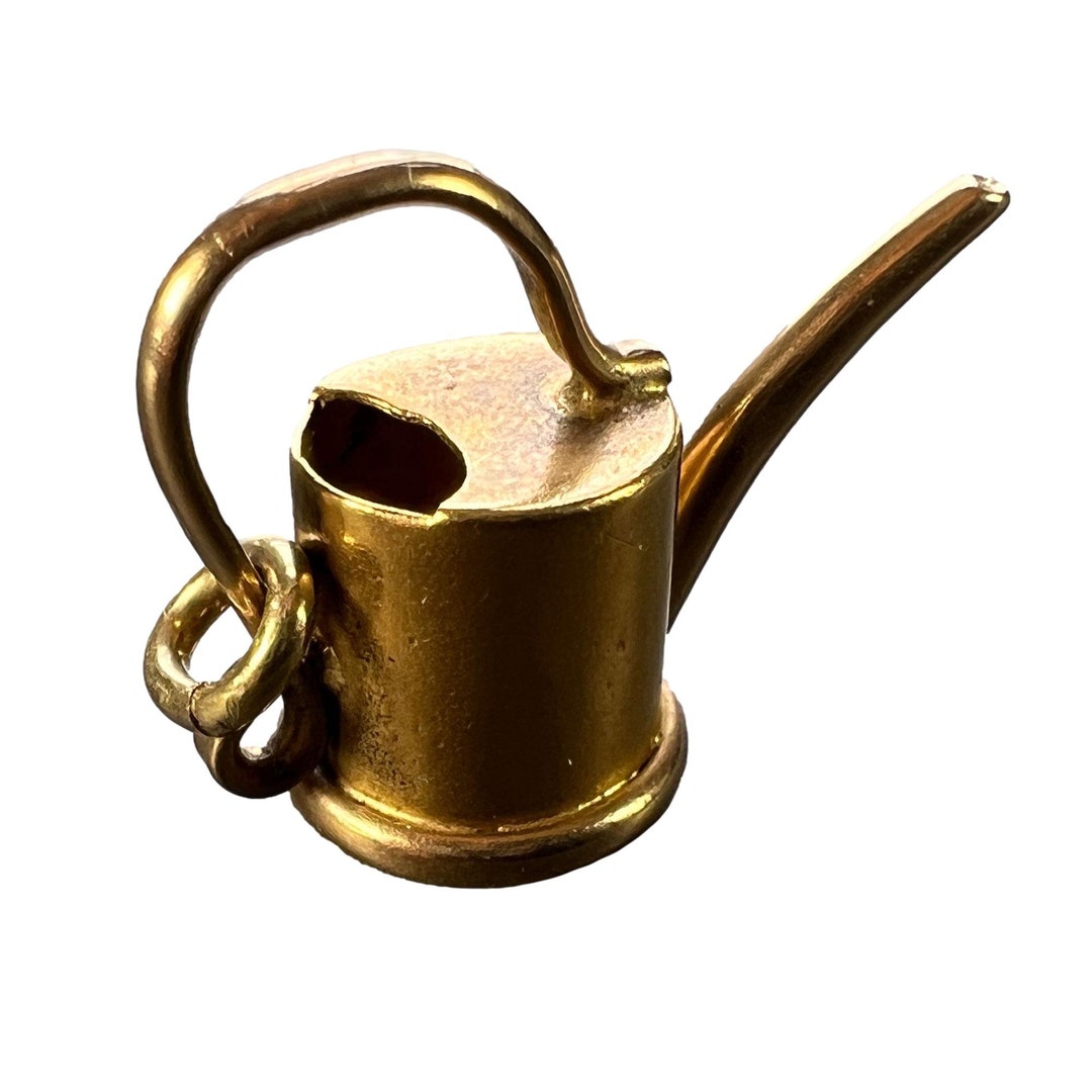 18K Yellow Gold Watering Can Charm Pendant Etsy