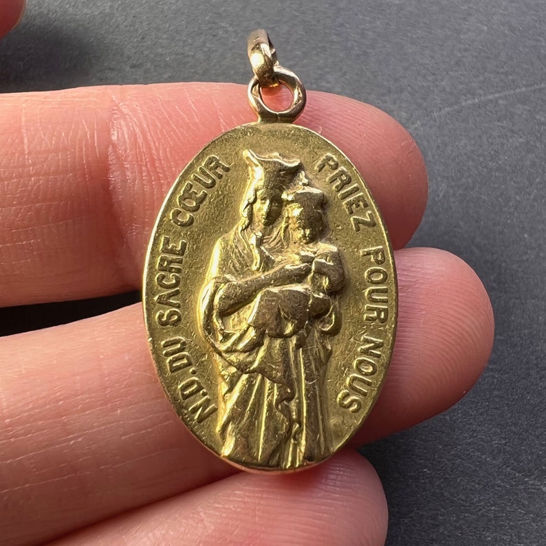 French Notre Dame Du Sacre Coeur 18 Karat Yellow Gold Charm Pendant - Etsy