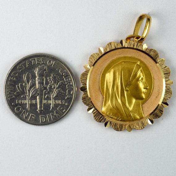 French Dropsy Virgin Mary 18K Yellow Gold Medal P… - image 6