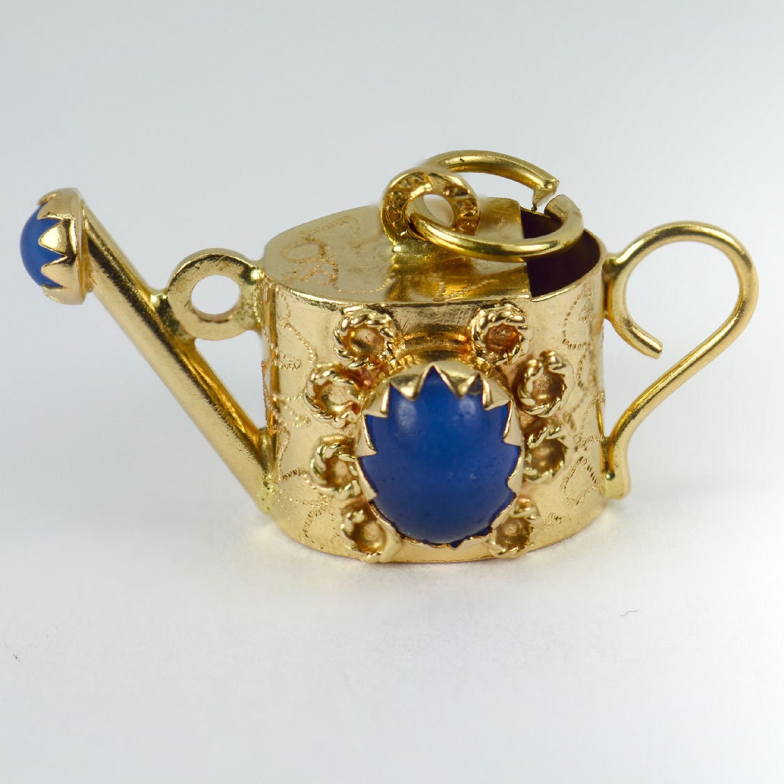 18K Yellow Gold Watering Can Charm Pendant Etsy