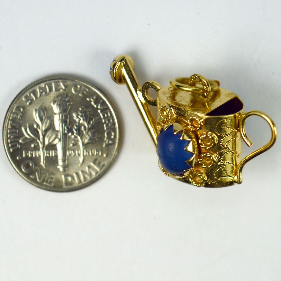 18K Yellow Gold Watering Can Charm Pendant Etsy