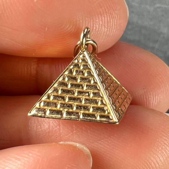 Egyptian Pyramid 18K Rose Gold Charm Pendant - image 5