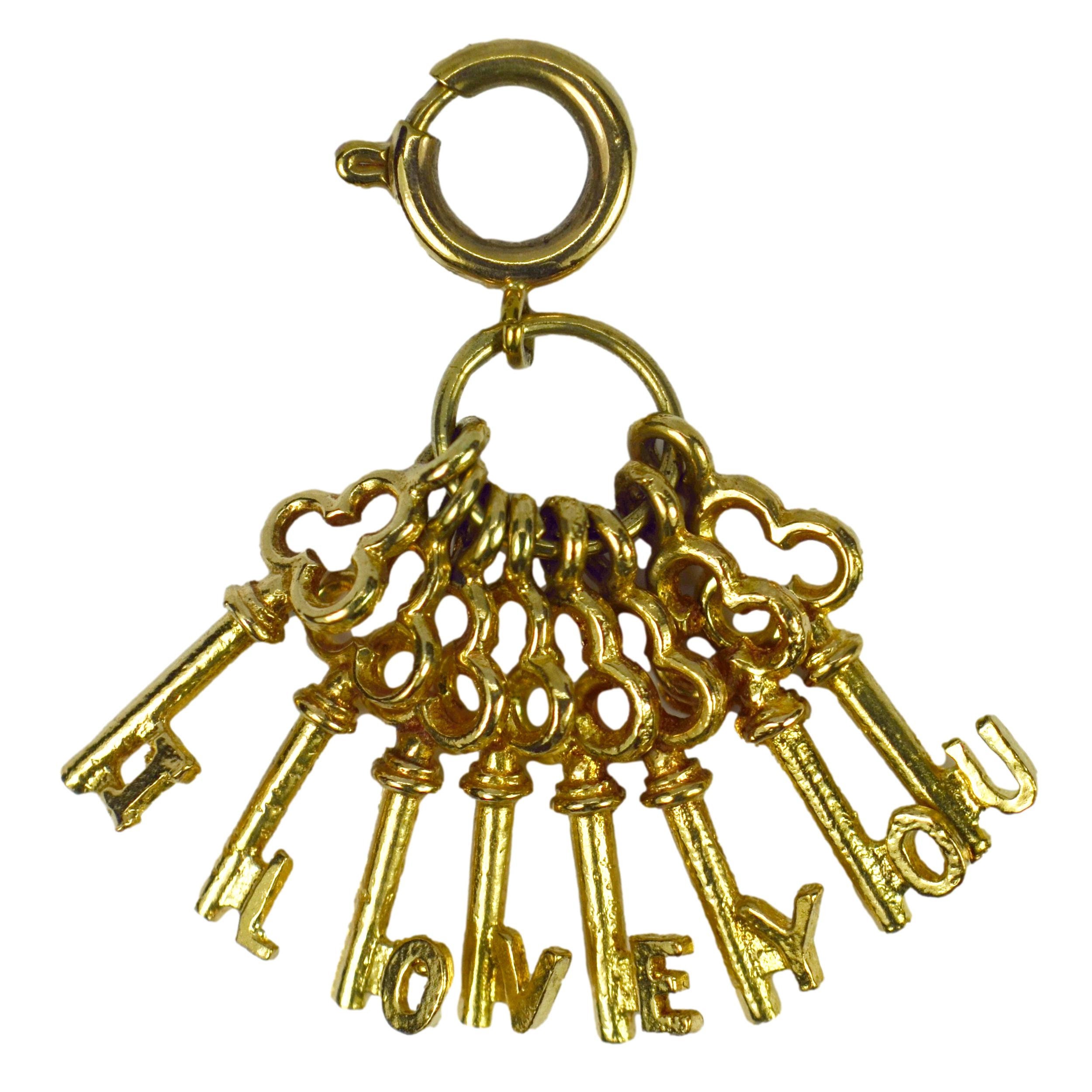 Ich liebe dich Schlüssel 9K Gelbgold Charme Anhänger Etsy