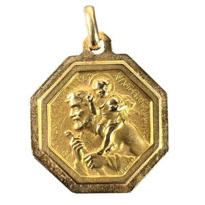 French Paul Brandt St Christopher 18K Yellow Gold Charm Pendant Medal