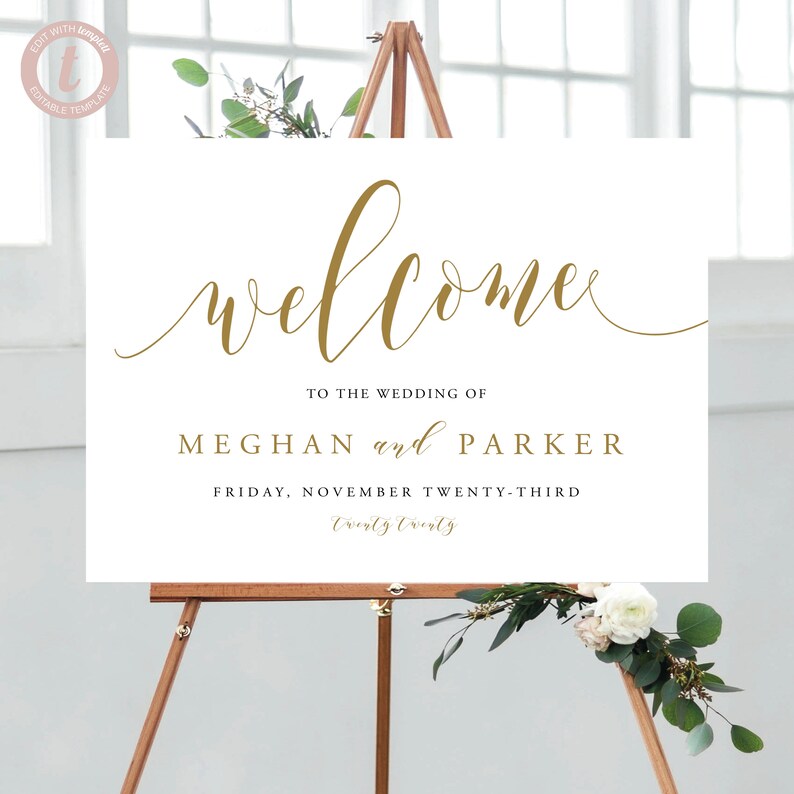 Download Modern Bold Text Wedding Welcome Sign Template DIY Mock | Etsy