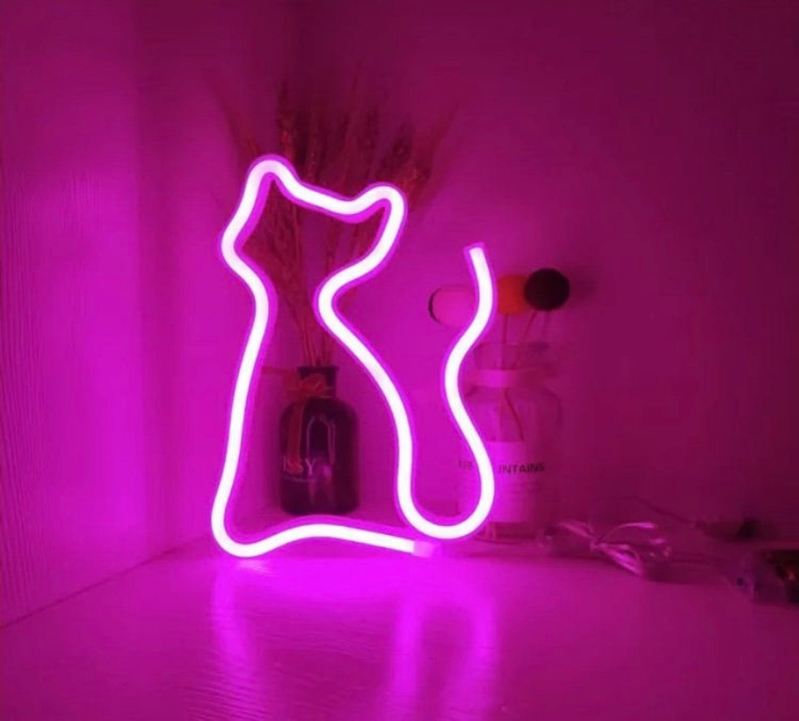 Cat Kitten Pink Night Lights LED Neon Signs USB Battery Etsy