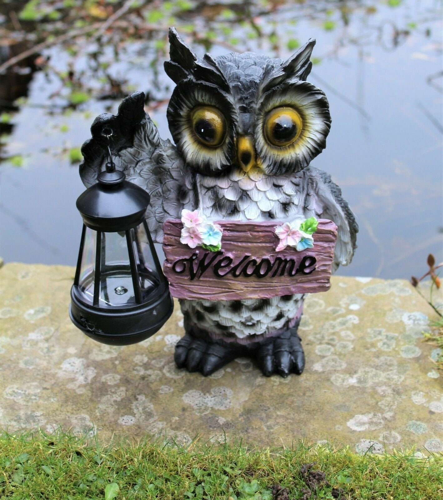 Garden Solar Ornament Owl Bird Light Up LED Lantern Statue Etsy