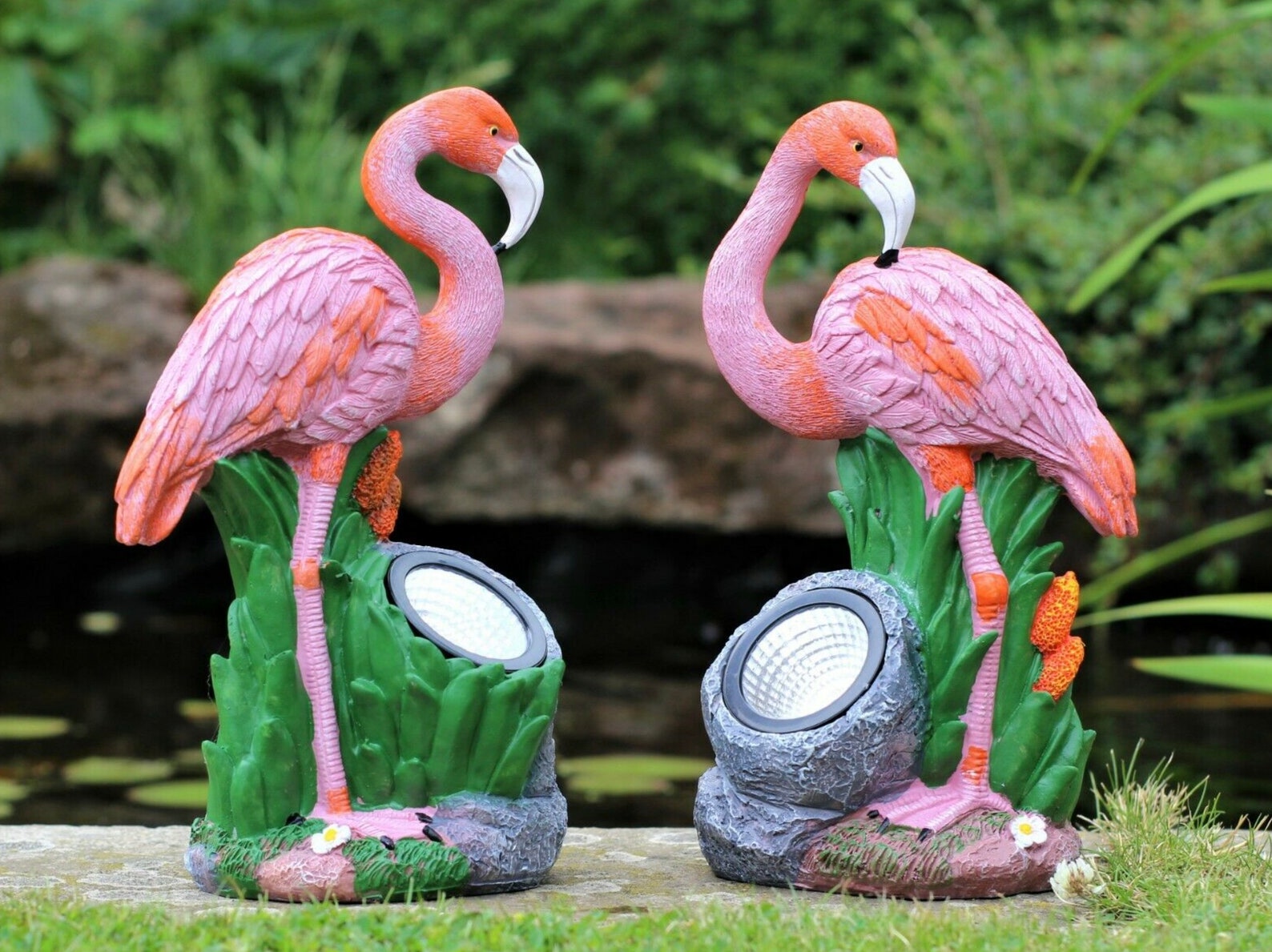 Garten Ornamente Flamingo Solar powered Flamingos Leuchten