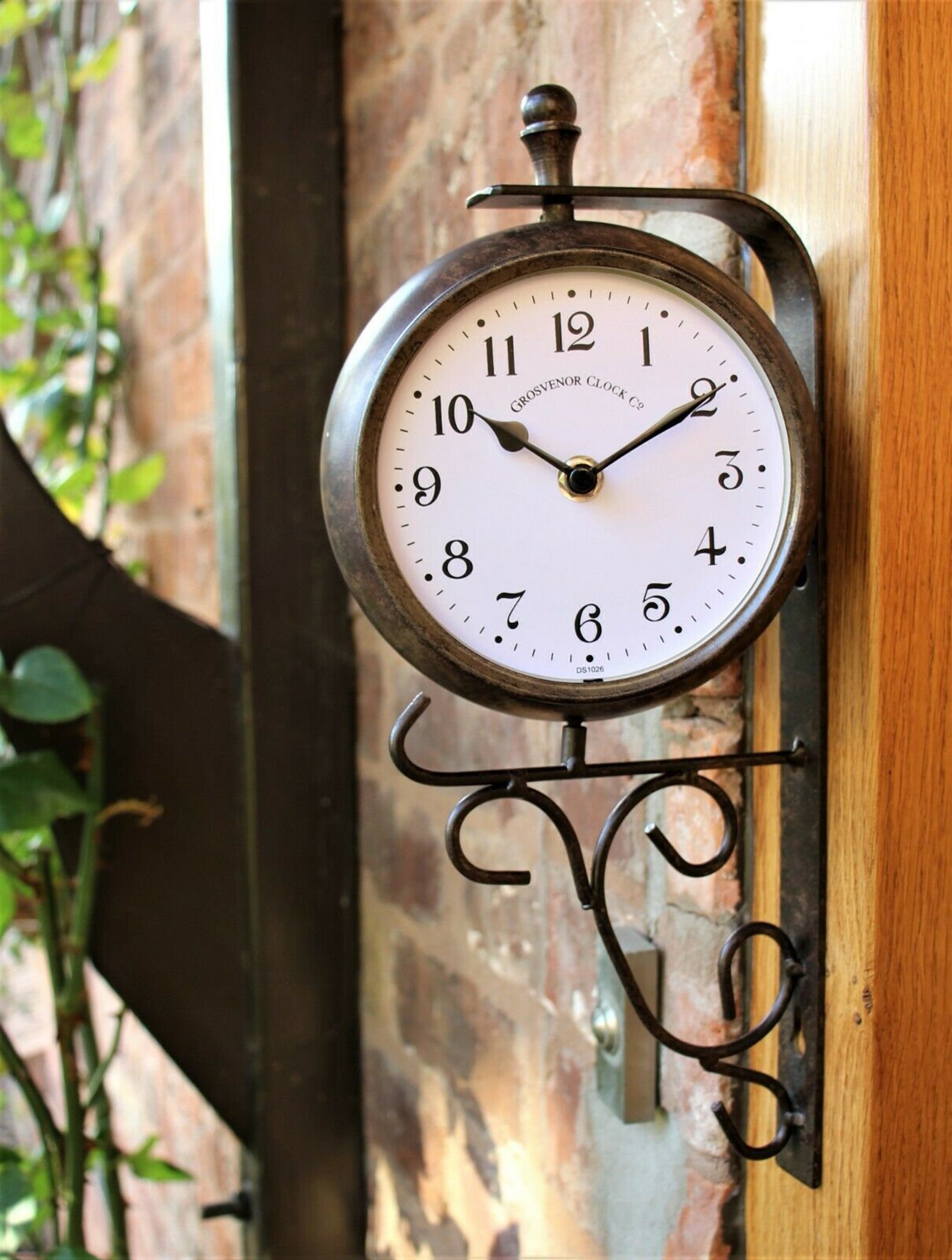 Garden Station Wall Clock Thermometer Double sided Swivels Etsy