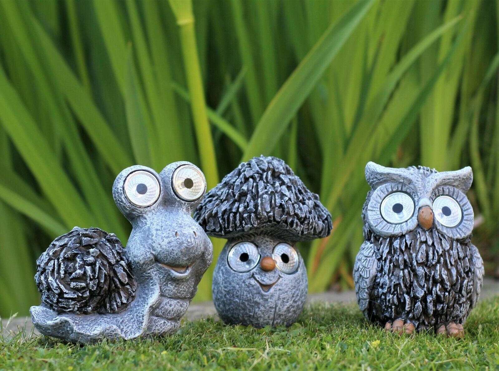 Garden Ornament Solar Powered Animal Snail Owl Mushroom Etsy