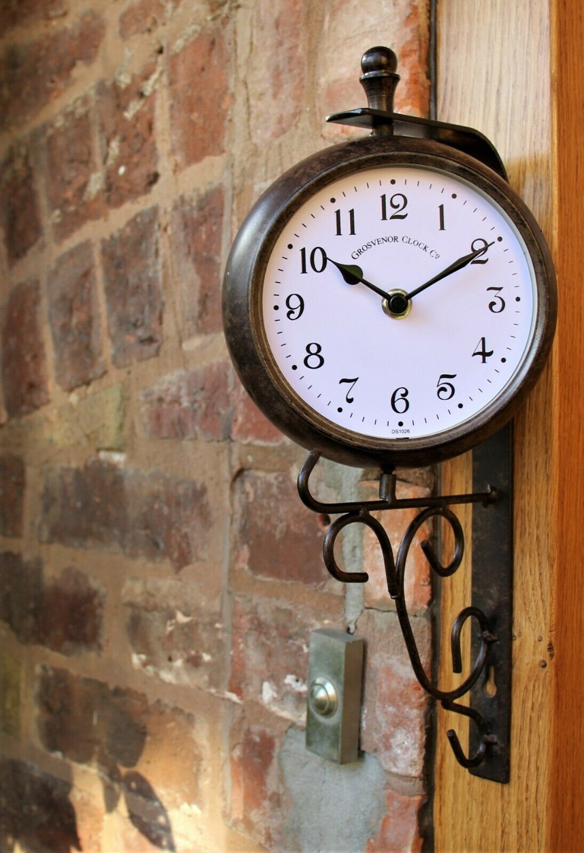Garden Station Wall Clock Thermometer Double sided Swivels Etsy