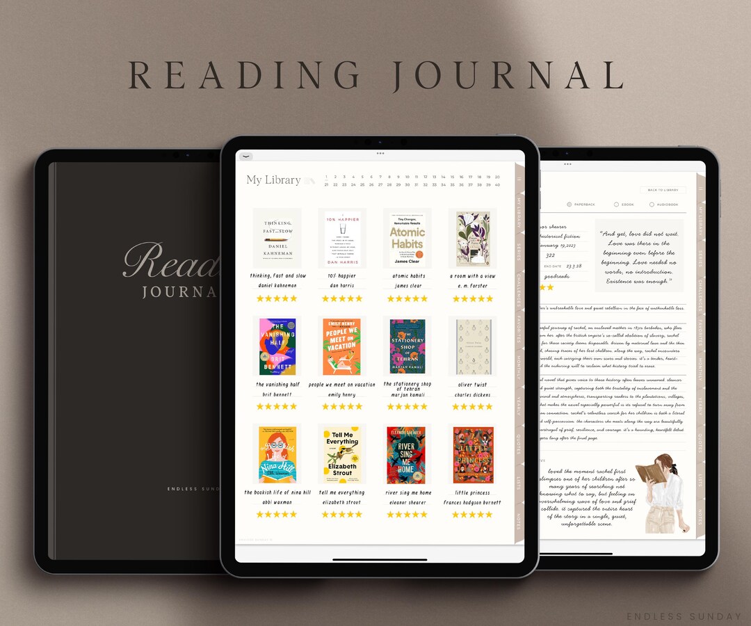 Digital Reading Journal | +720 Book Capacity | Reading Planner for iPad ...