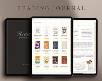 Digital Reading Journal | +720 Book Capacity | Reading Planner for iPad | GoodNotes Reading Tracker | Minimal Reading Journal | Notability