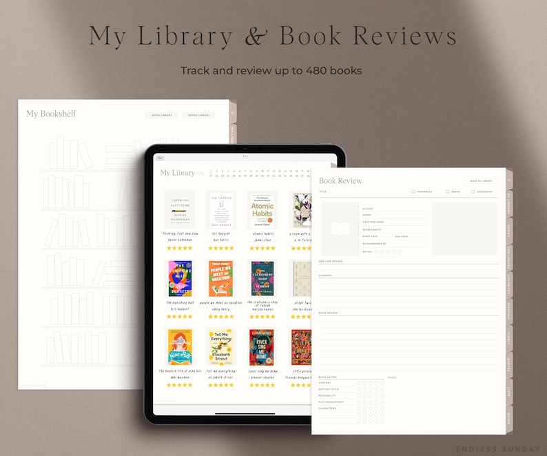 Digital Reading Journal | +720 Book Capacity | Reading Planner for iPad ...