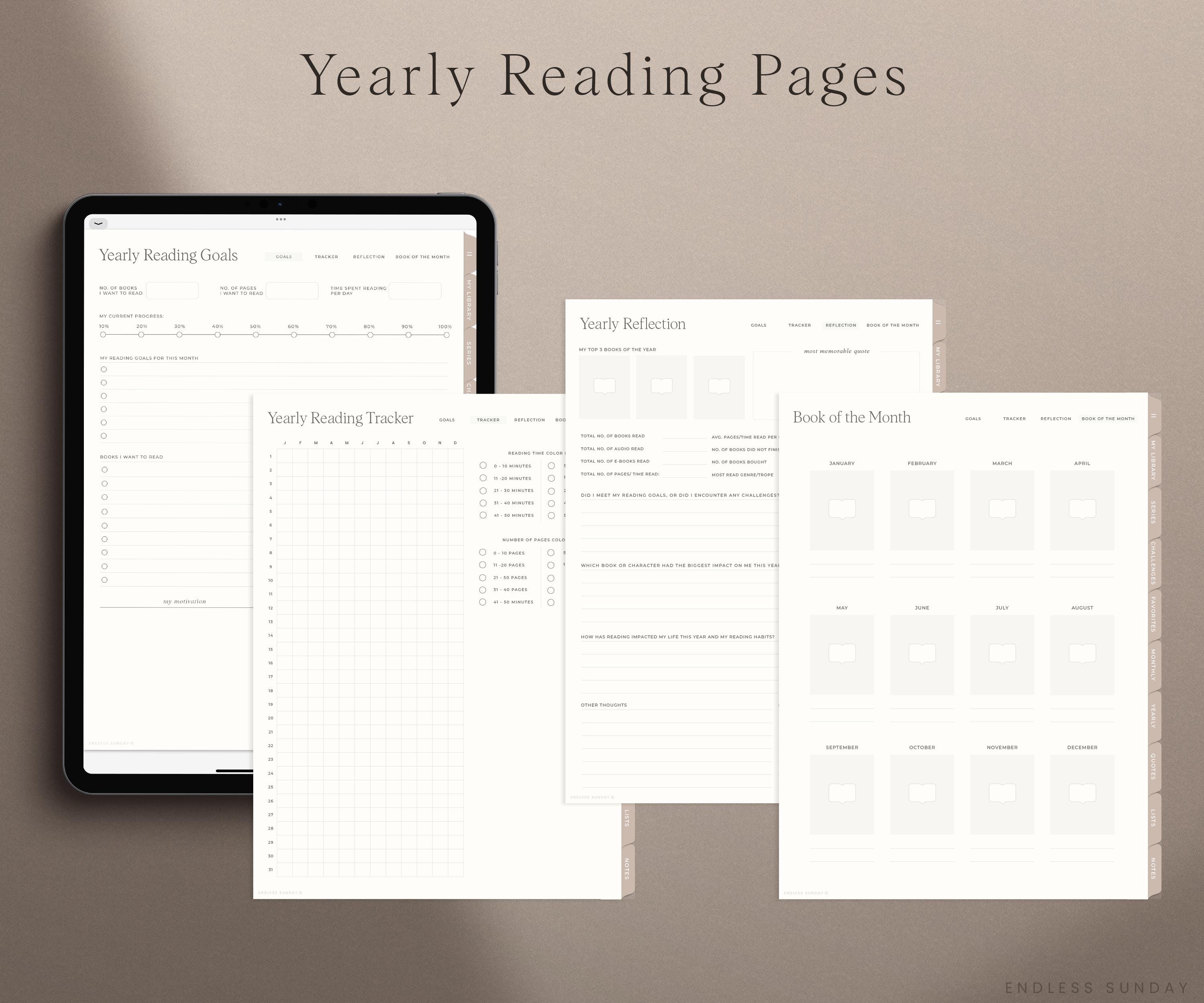 Digital Reading Journal | +720 Book Capacity | Reading Planner for iPad ...