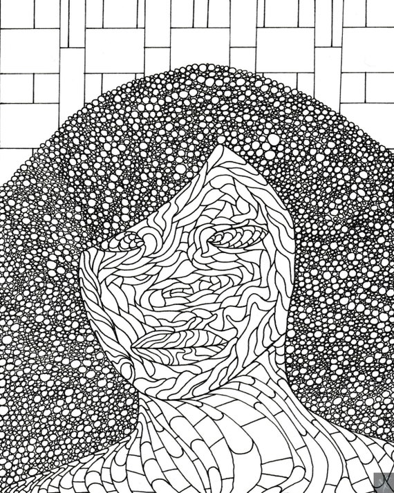 Digital Download Coloring Page Art Printable Lizard Lady 8x10 | Etsy