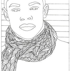 Digital herunterladbare Malseite zum Ausdrucken &quot;&quot;Scarf&quot;&quot; 8x10 000021.&quot;