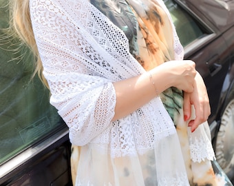 Ibiza scarf white lace cotton